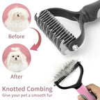 Cat Hair Removal Comb Dog Hair Removal Brush Stainless Steel Double Sided Pet Grooming Brush Removing Tangles Cat Accessories