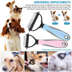 Cat Hair Removal Comb Dog Hair Removal Brush Stainless Steel Double Sided Pet Grooming Brush Removing Tangles Cat Accessories